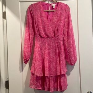 Japna Pink Long-Sleeve Flowy MINI Dress (L)